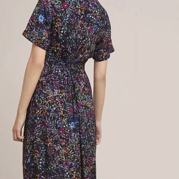Anthropologie Maeve Womens Morgan Mixed Print SS Dress Size 2 V Neck - Picture 3 of 10